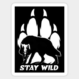Stay Wild - Wolf silhouette and footprint Magnet